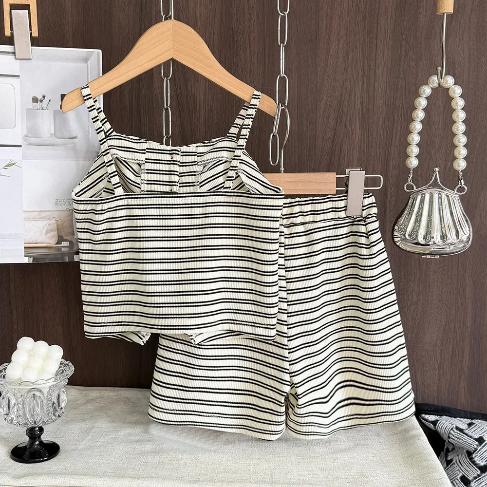 Sleeveless Striped Top & Matching Shorts Set
