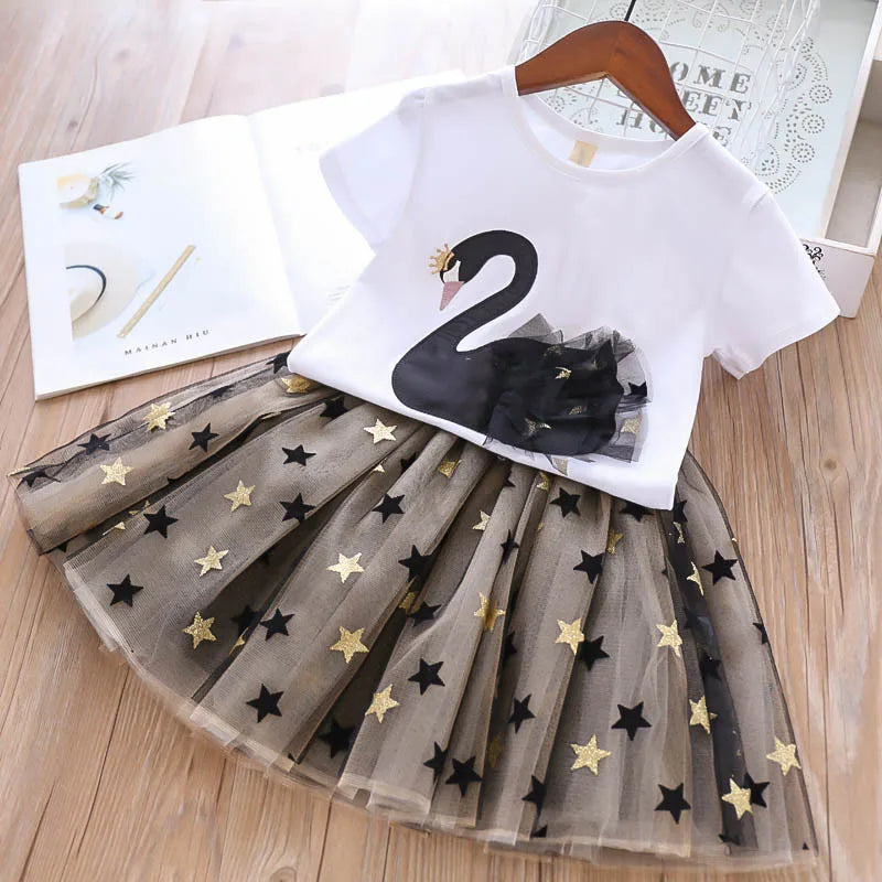 Swan T-Shirt & Skirt Set