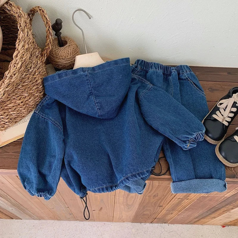 Denim Sweatshirt With Pants Set