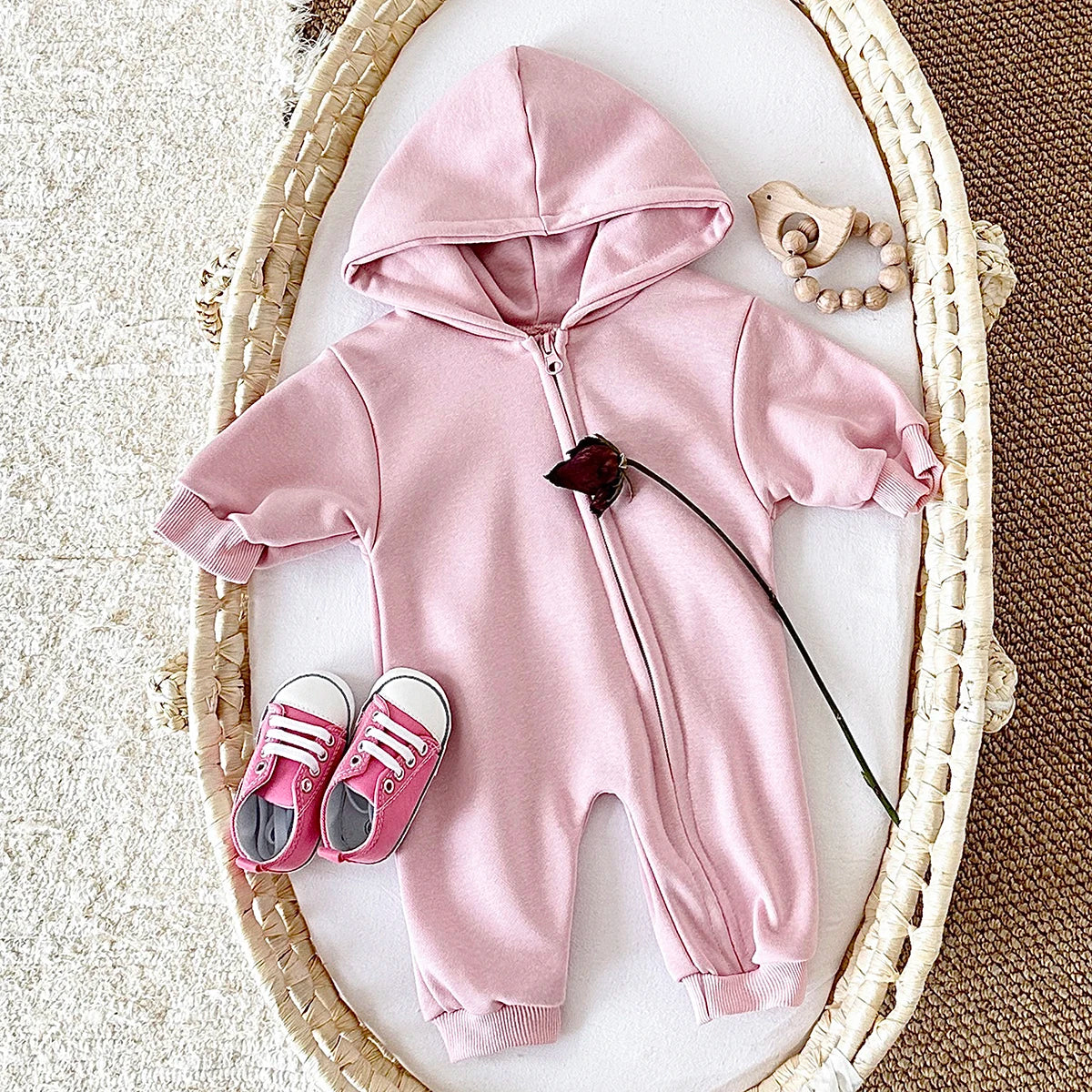 Baby Thick & Warm Zip-Up Hooded Bodysuits