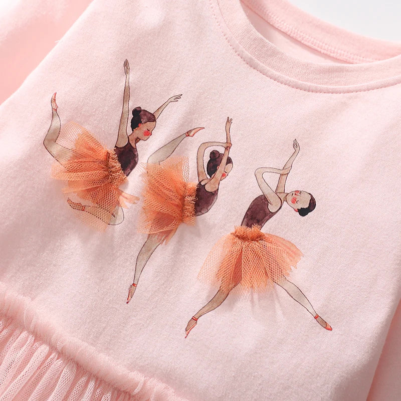Cotton Girls Long Sleeve Ballet Dancer Dress