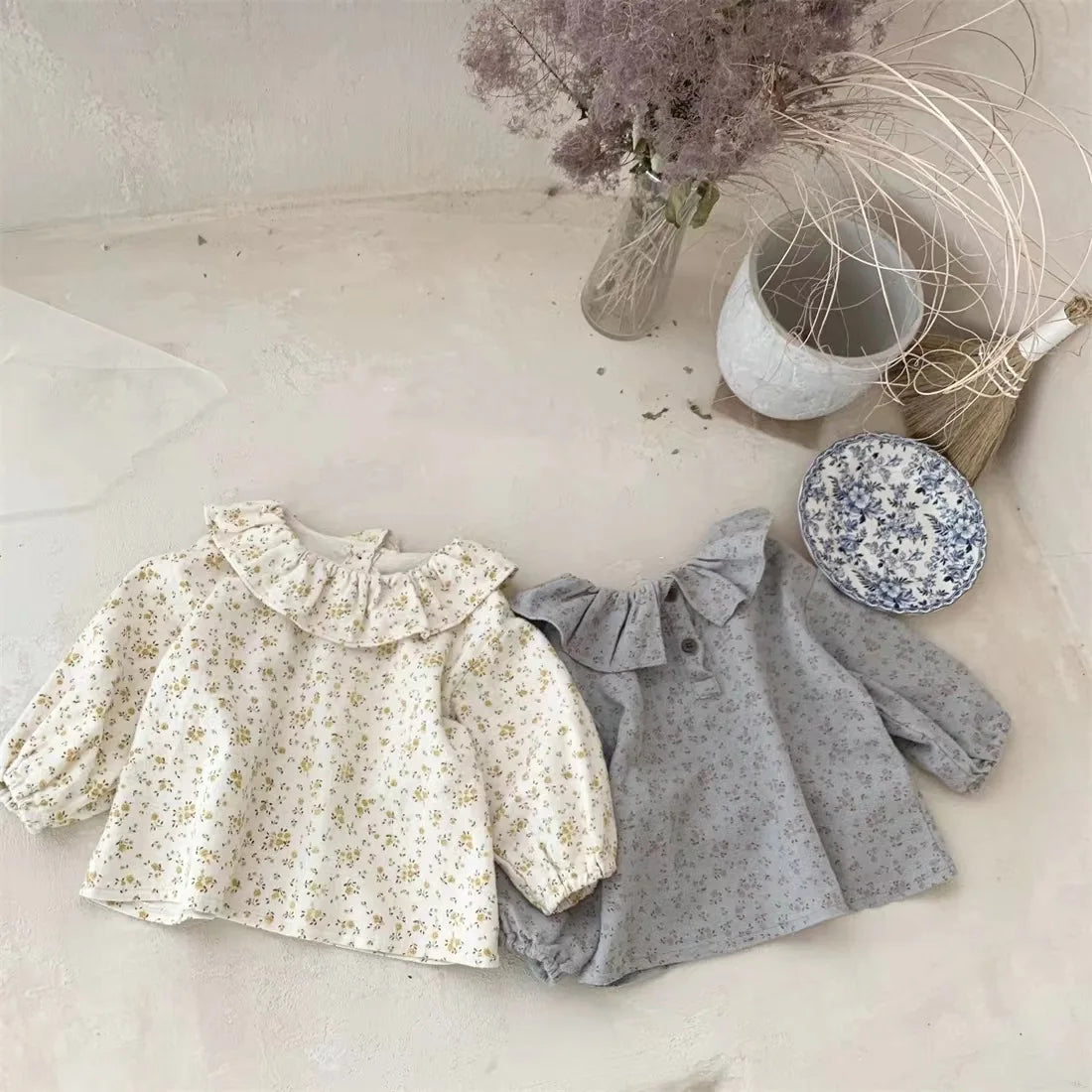 Flower Soft Top With Elegant Doll Collar