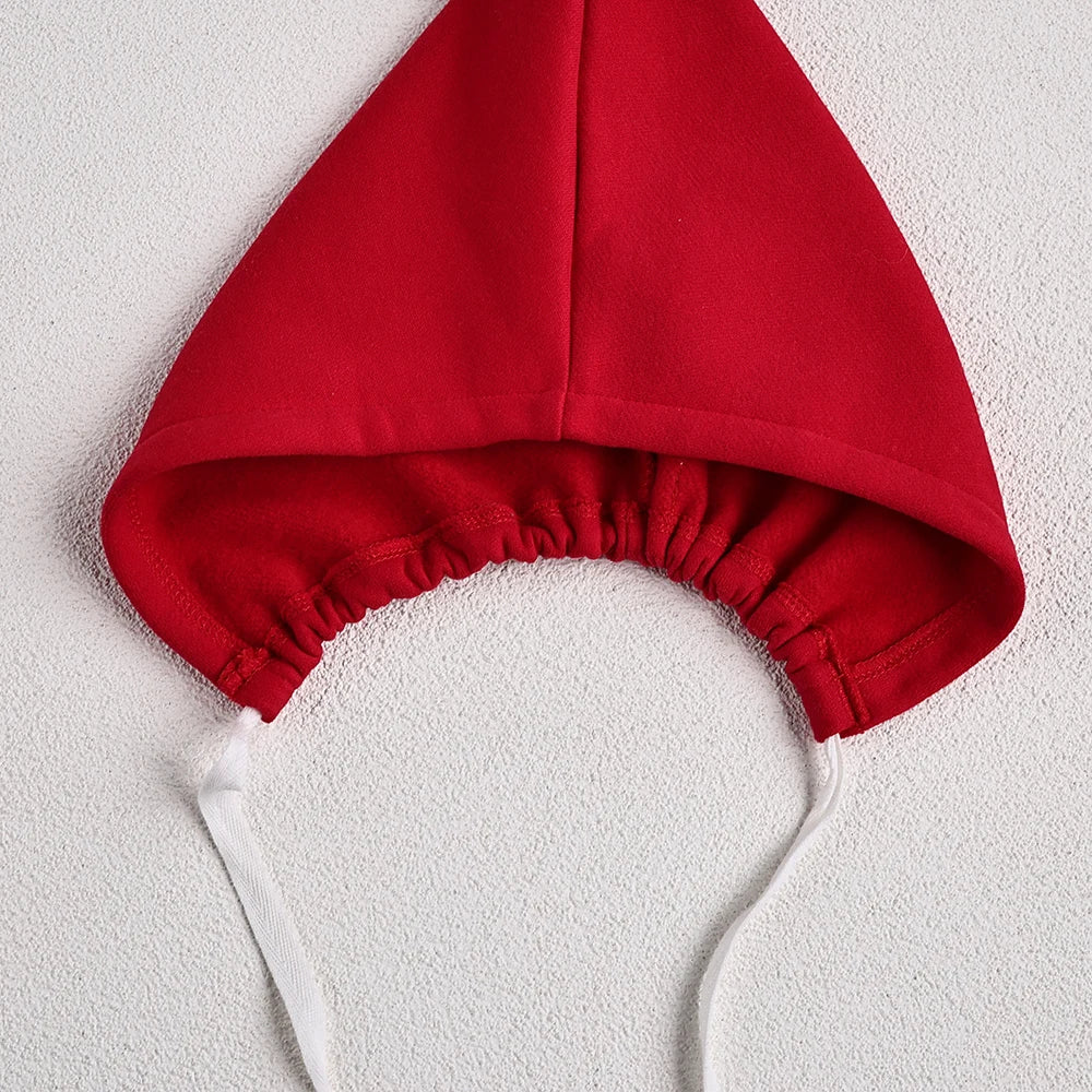 Christmas Fur Lining Bodysuit Christmas Tree Embroidery With Hat