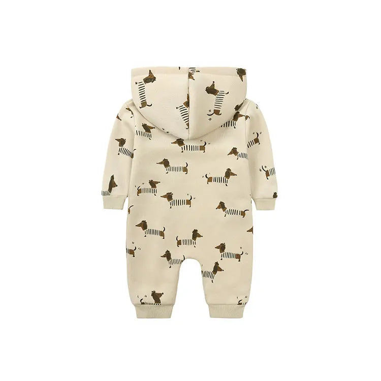 Soft Cotton Hooded Zipper Romper
