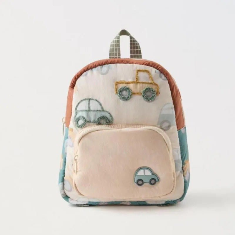 Car Embroidery Kids' Backpack – Multifunctional & Fashionable!