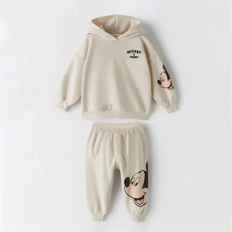 Soft Cotton Mickey Mouse Hooded Sweatshirt + Pant Set