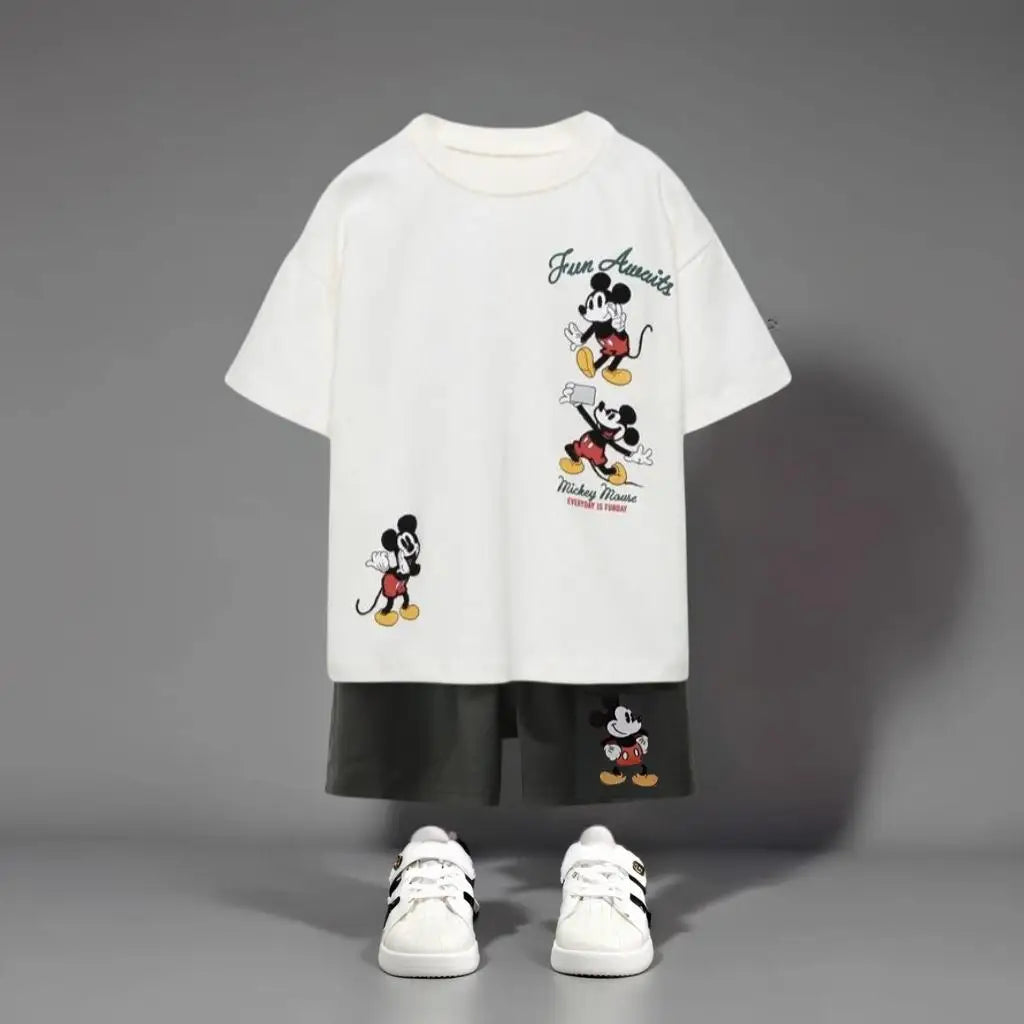 Premium 100% Cotton Mickey Mouse Fun T-Shirt & Shorts Set