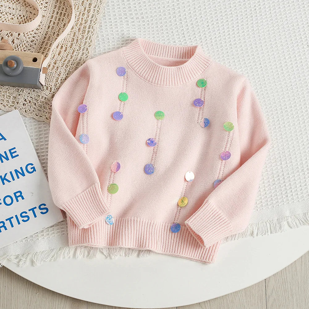 New Cute Colorful Sequins Knitwear & Tutu Skirt Set