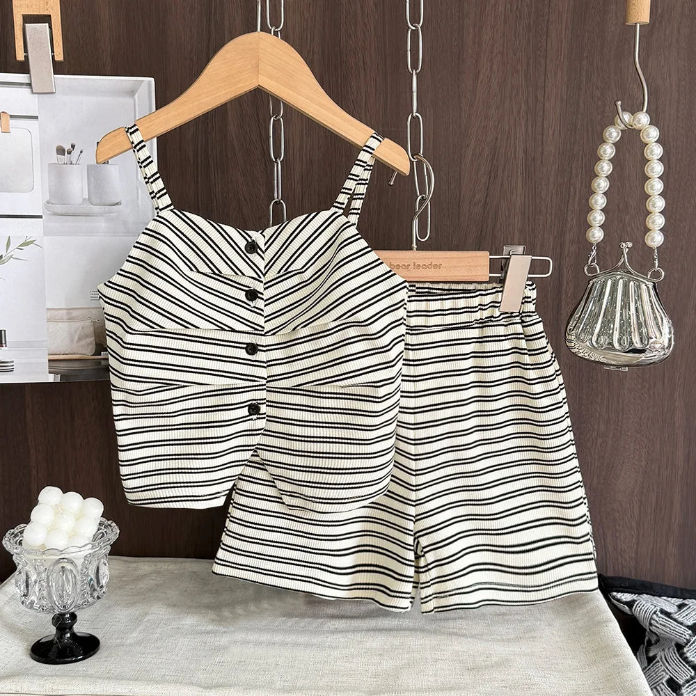 Sleeveless Striped Top & Matching Shorts Set