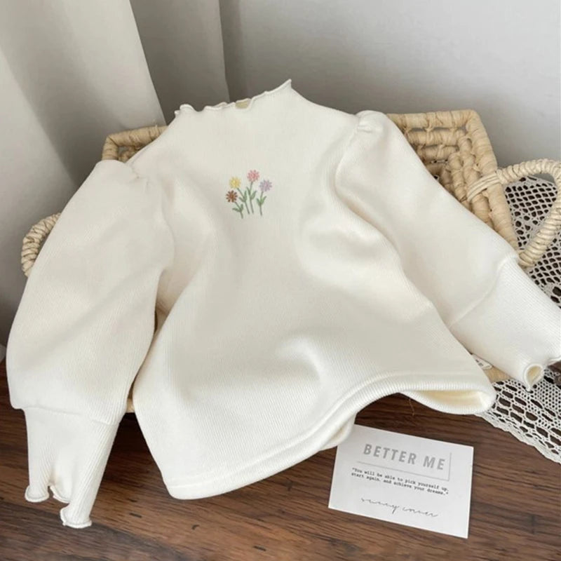 Girls Cotton Embroidery Warm Top