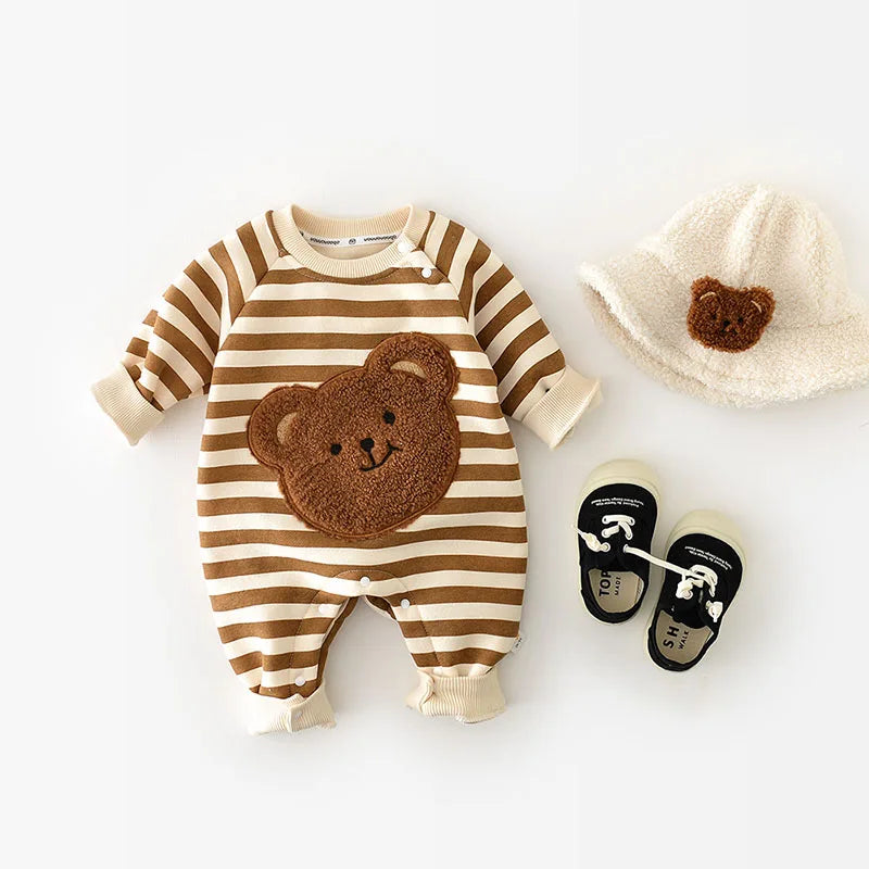 Bear Thicken Lining Rompers Jumpsuit