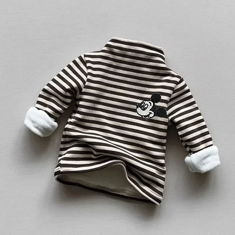 Mickey Mouse Soft Cotton Turtleneck Warm Fleece Tee