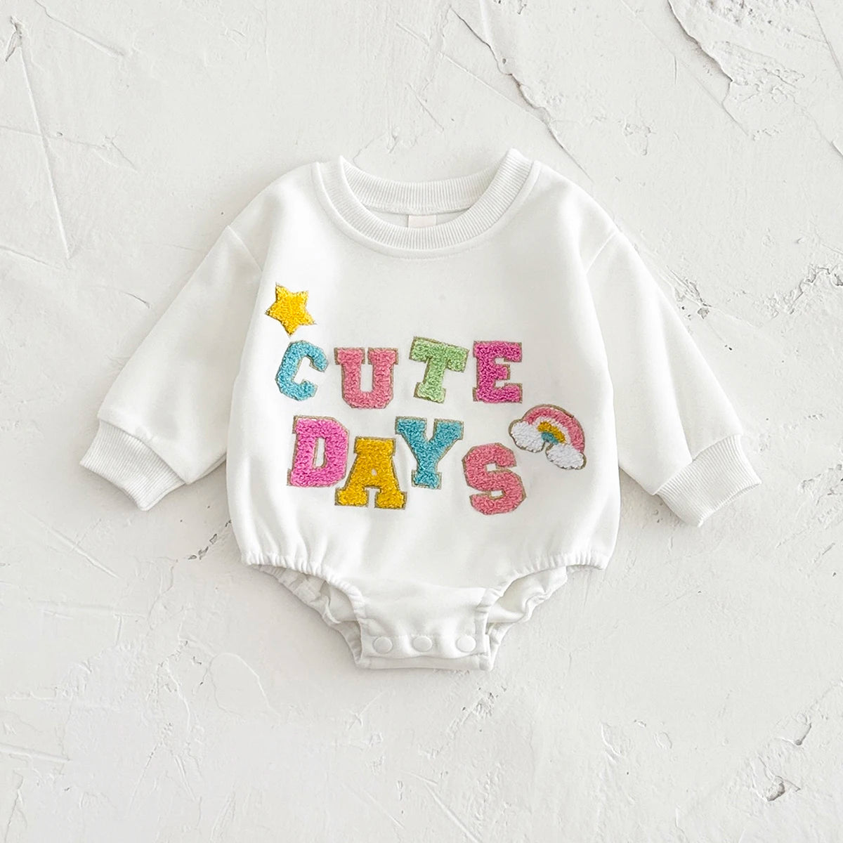 Bubble Romper Cute Letter Embroidery