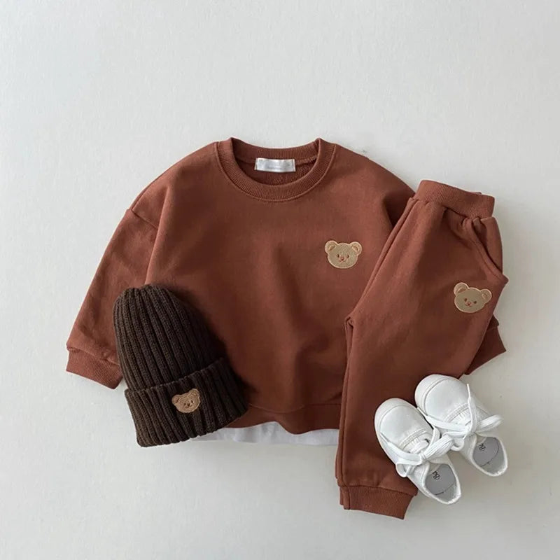 Cute Bear Sweatshirt & Trousers Set