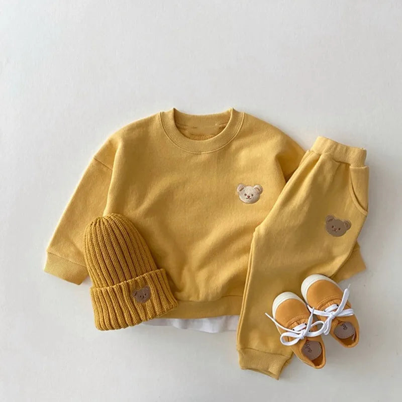 Cute Bear Sweatshirt & Trousers Set