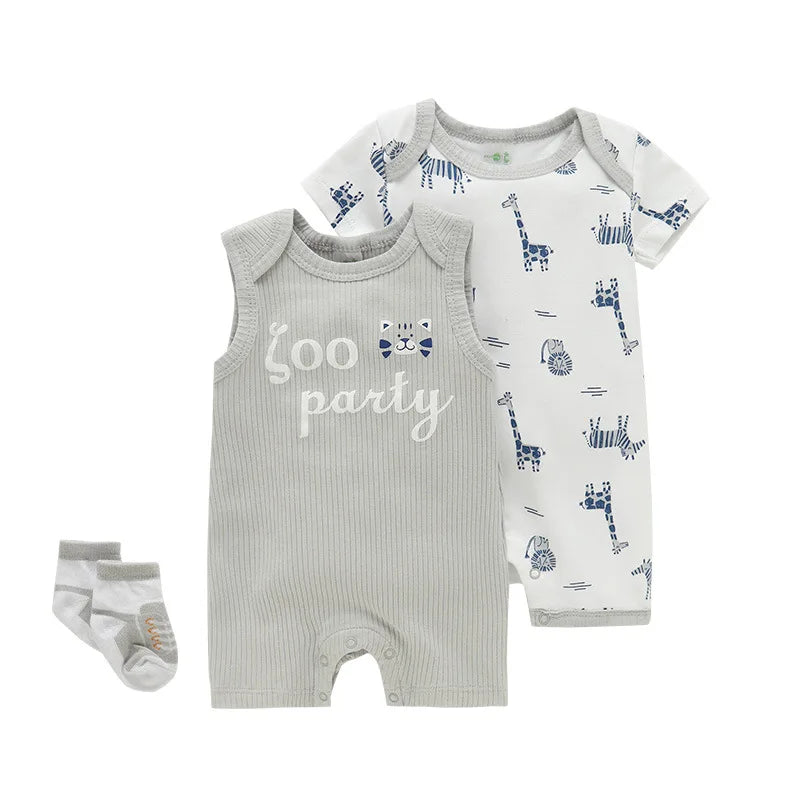 Zoo Soft Cotton 3-Piece Animal Romper Set