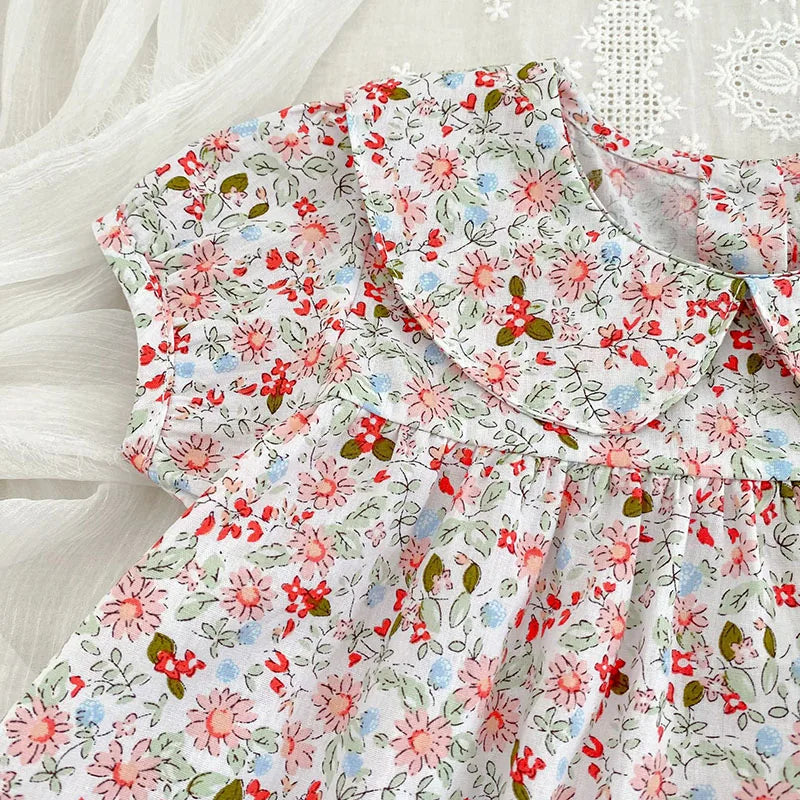 Cute Floral Collar Shirt + Bloomer 2PCS Set