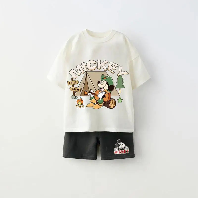Mickey Mouse Camping Premium Cotton T-Shirt & Shorts Set