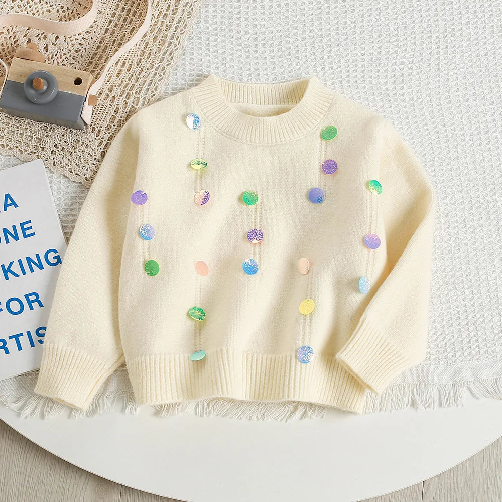 New Cute Colorful Sequins Knitwear & Tutu Skirt Set
