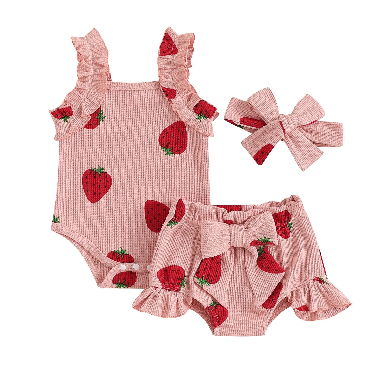 Sleeveless Romper With Bow & Ruffled Shorts