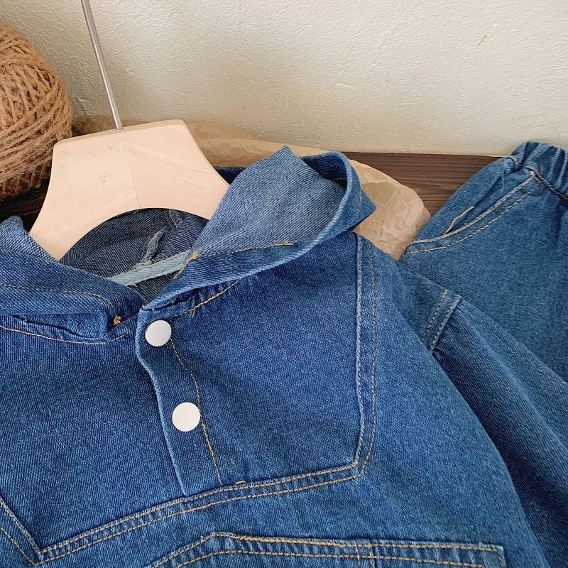 Denim Sweatshirt With Pants Set