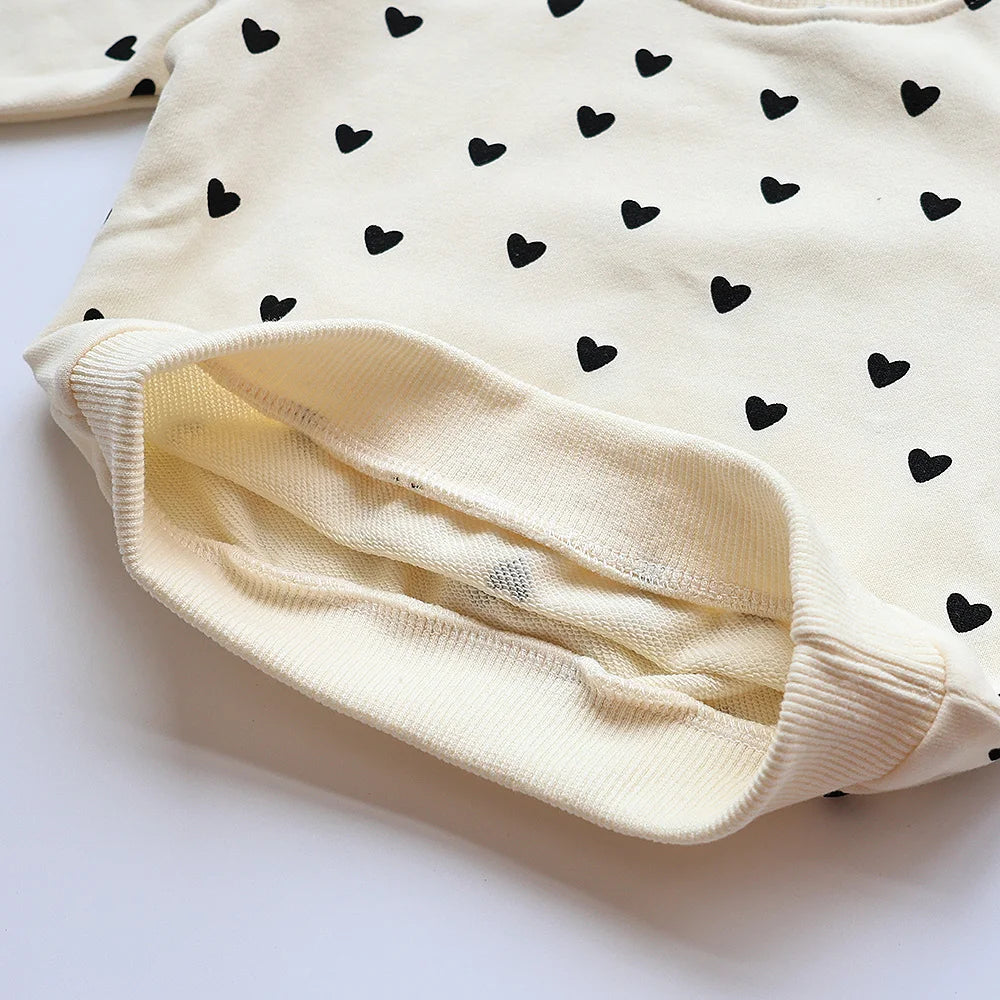 Heart Print Baby Hoodie & Pants Set