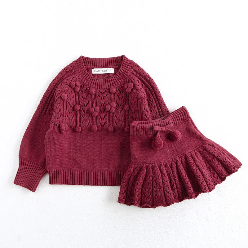 Elegant Knitted Pullover Sweater & Skirt Set