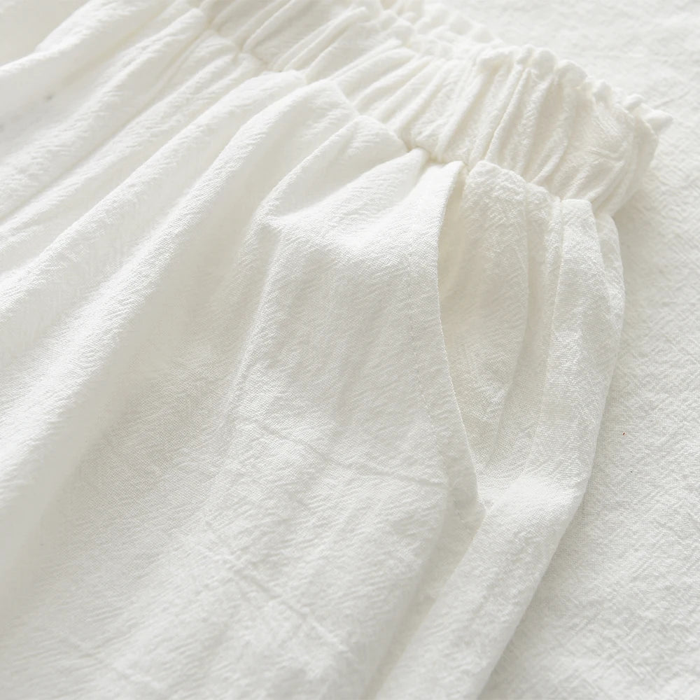 Cotton Embroidered Vest Top & Wide-Leg Pants Set