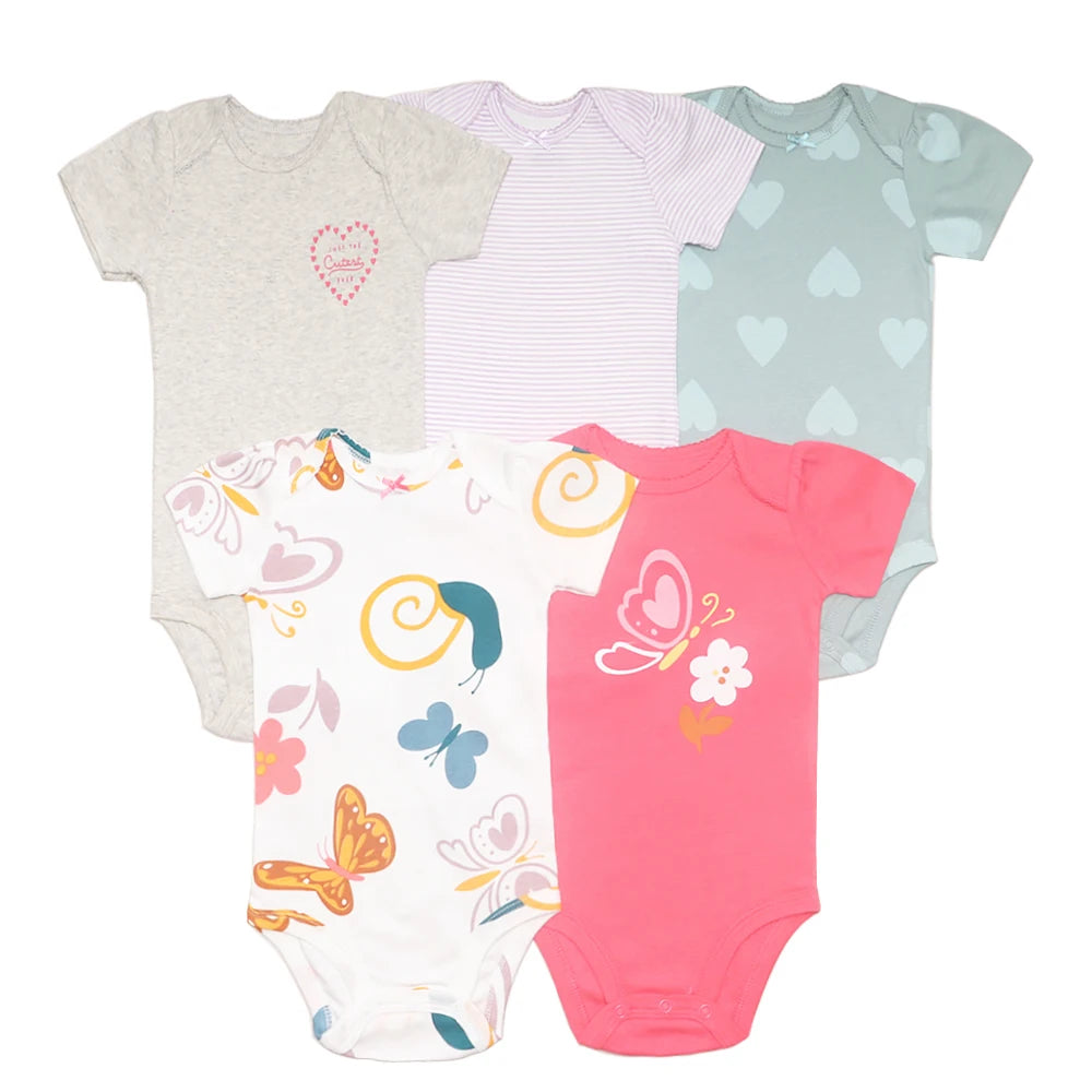 100% Cotton Cartoon Bodysuit Set (5pcs)