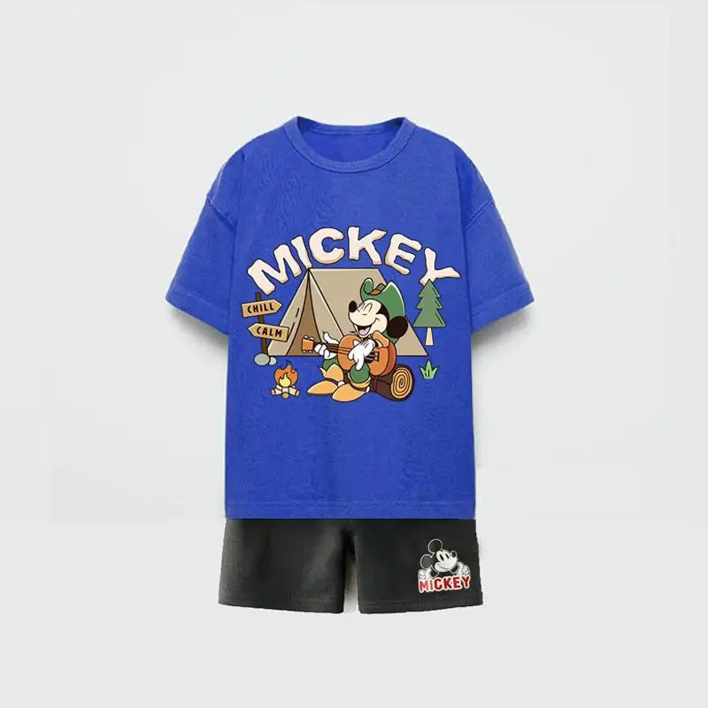 Mickey Mouse Camping Premium Cotton T-Shirt & Shorts Set