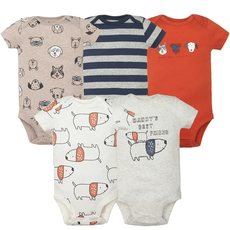 100% Cotton Cartoon Bodysuit Set (5pcs)