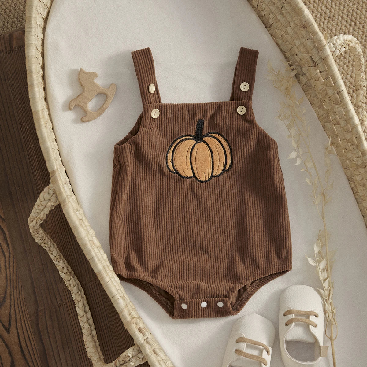 1st Halloween Baby Pumpkin Ghost Jumpsuit Corduroy Overalls