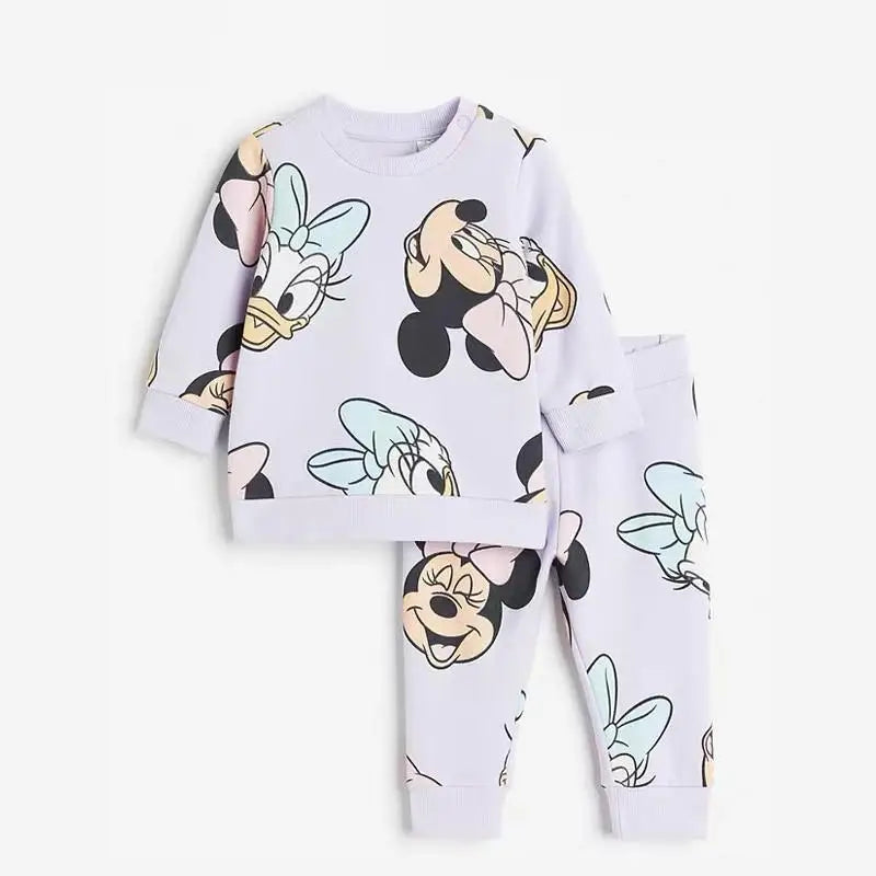 Spring Autumn Minnie Full Print Sweatshirt & Pants Set