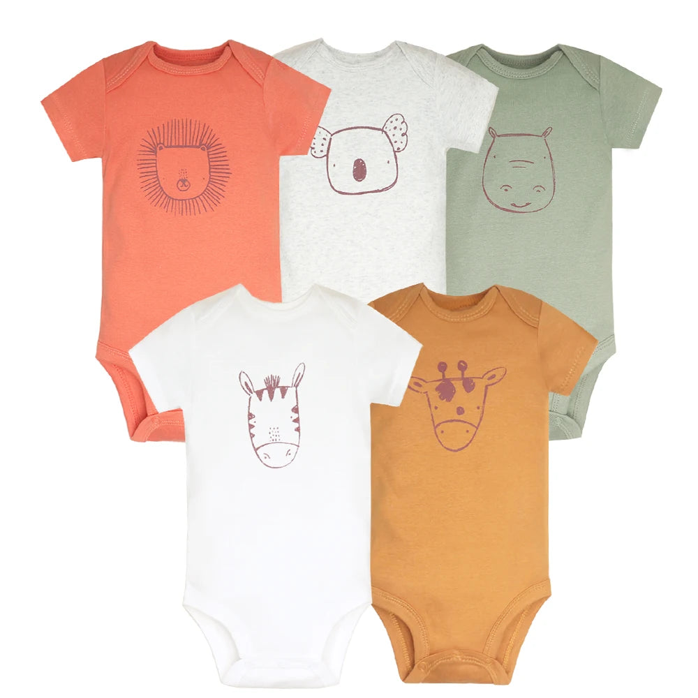 100% Cotton Cartoon Bodysuit Set (5pcs)