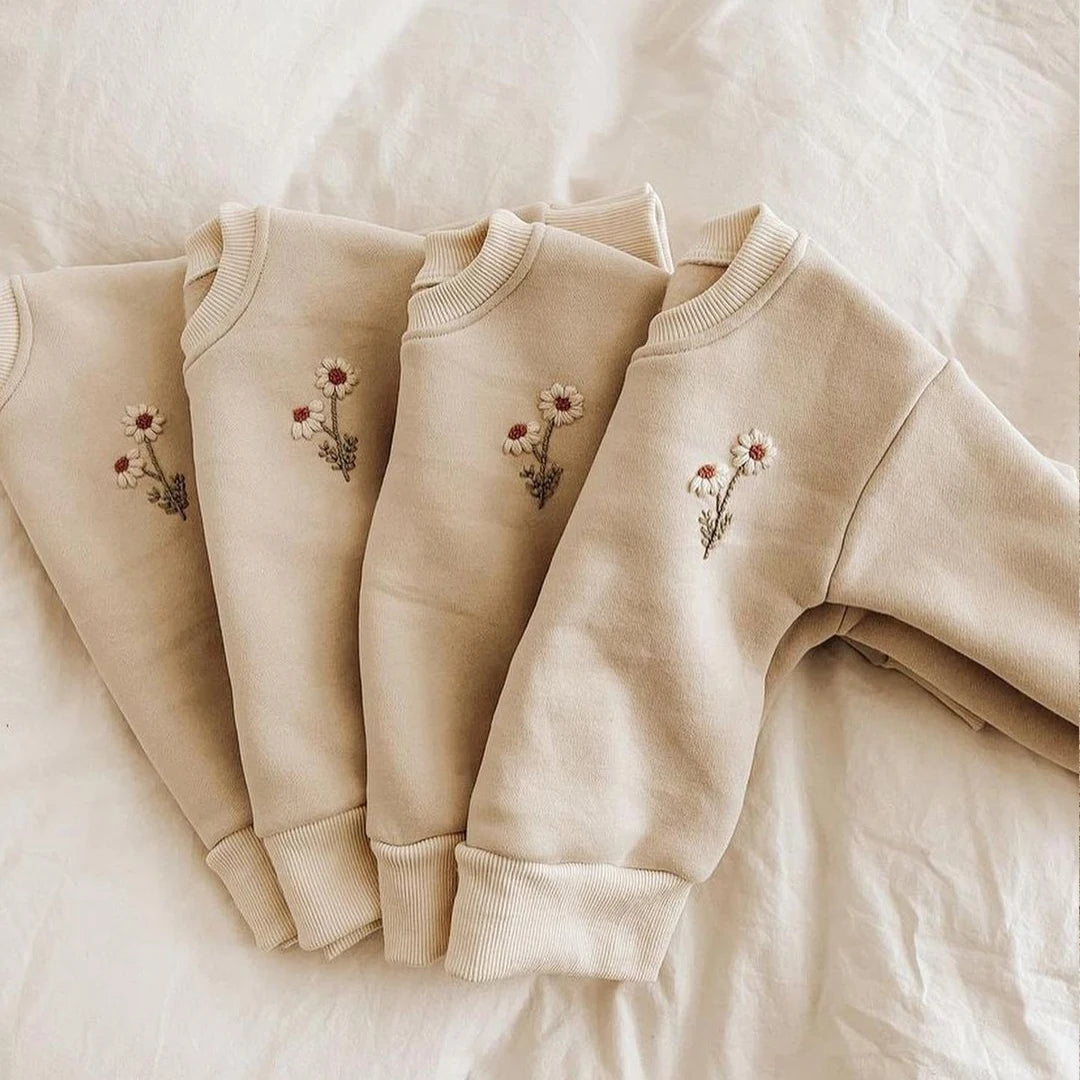 Soft fleece Flower Tracksuit Set