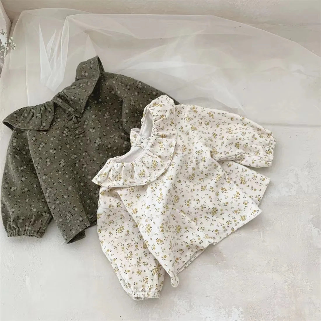 Flower Soft Top With Elegant Doll Collar