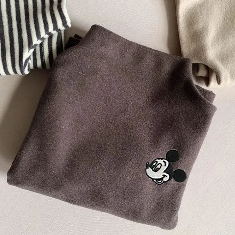 Mickey Mouse Soft Cotton Turtleneck Warm Fleece Tee