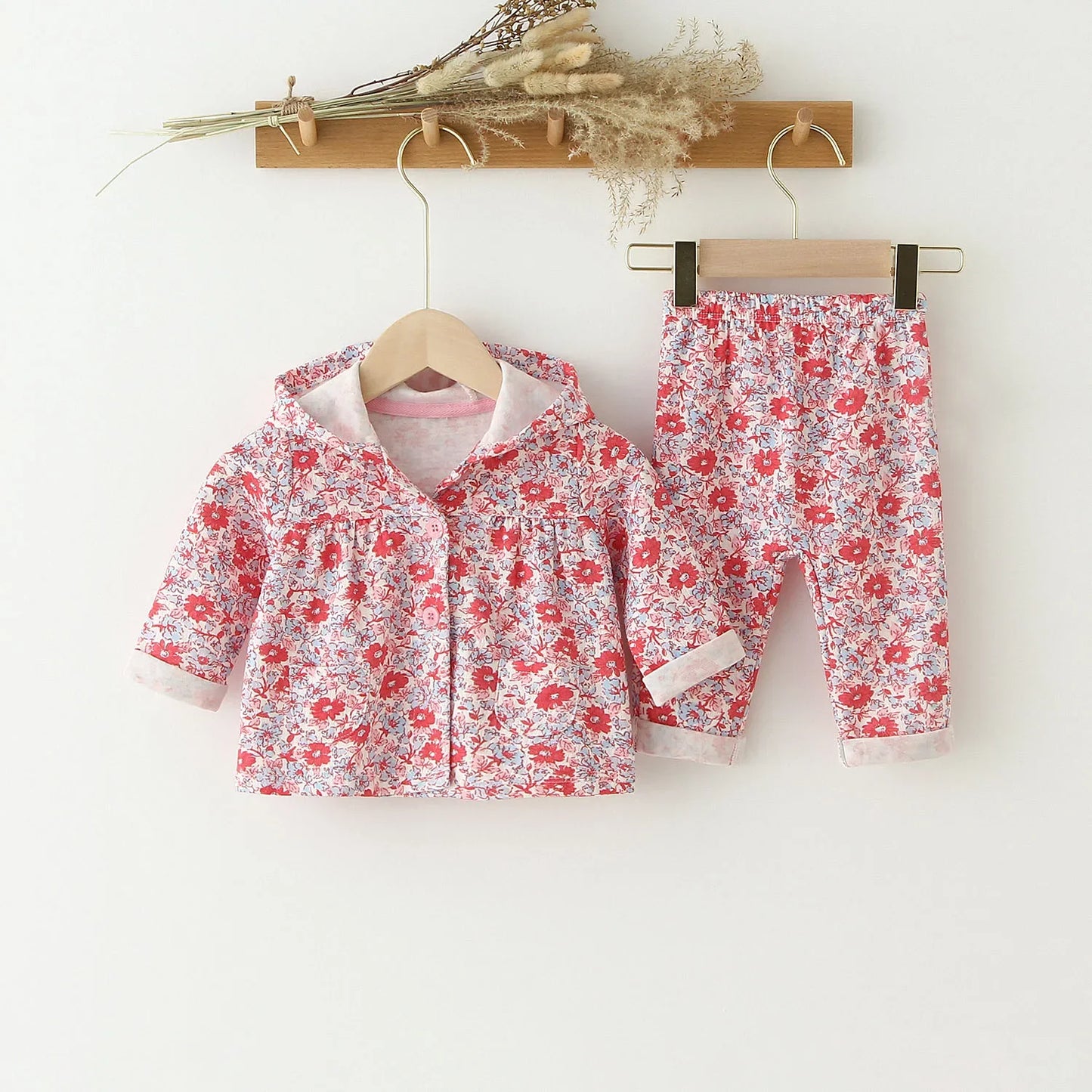 Hooded Knit Coat and Matching Pants Set