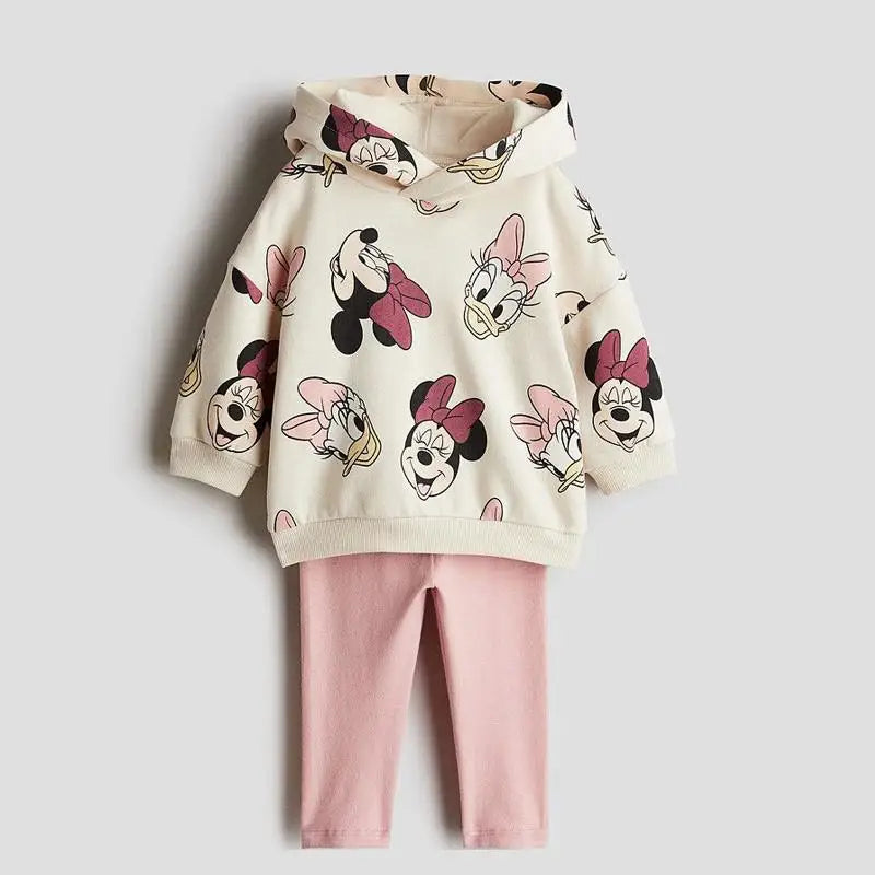 Pink Hooded Top & Leggings Cotton Set