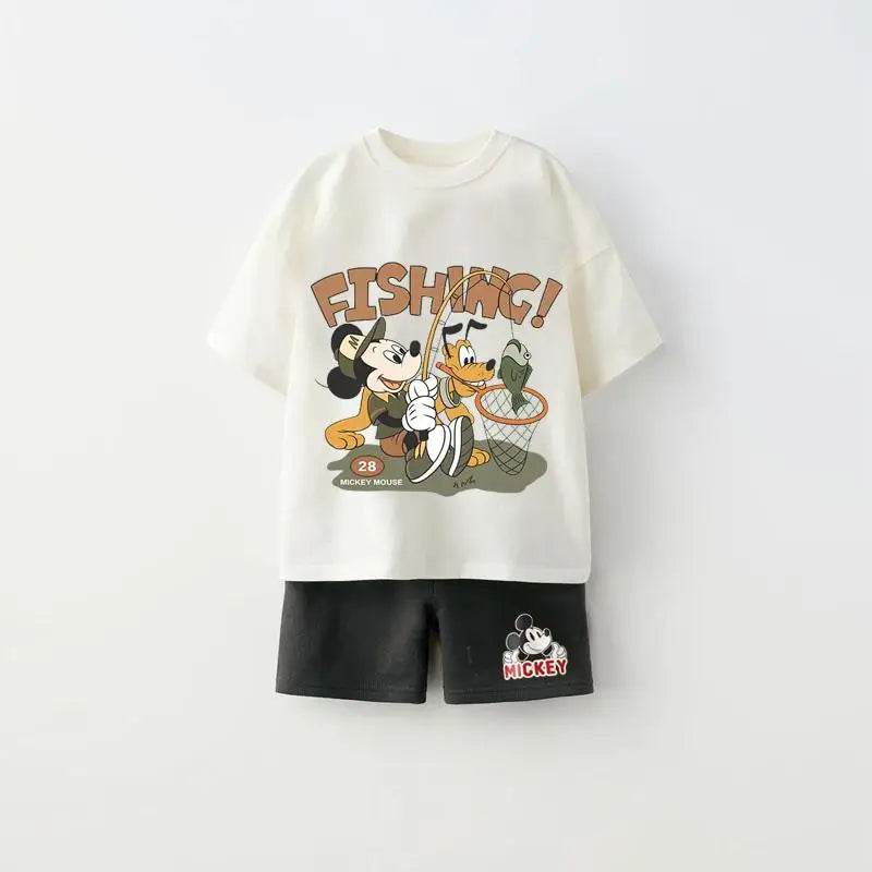Mickey Fishing Premium Cotton T-Shirt & Shorts Set