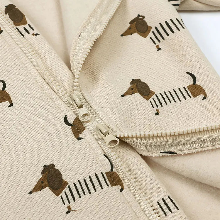 Soft Cotton Hooded Zipper Romper
