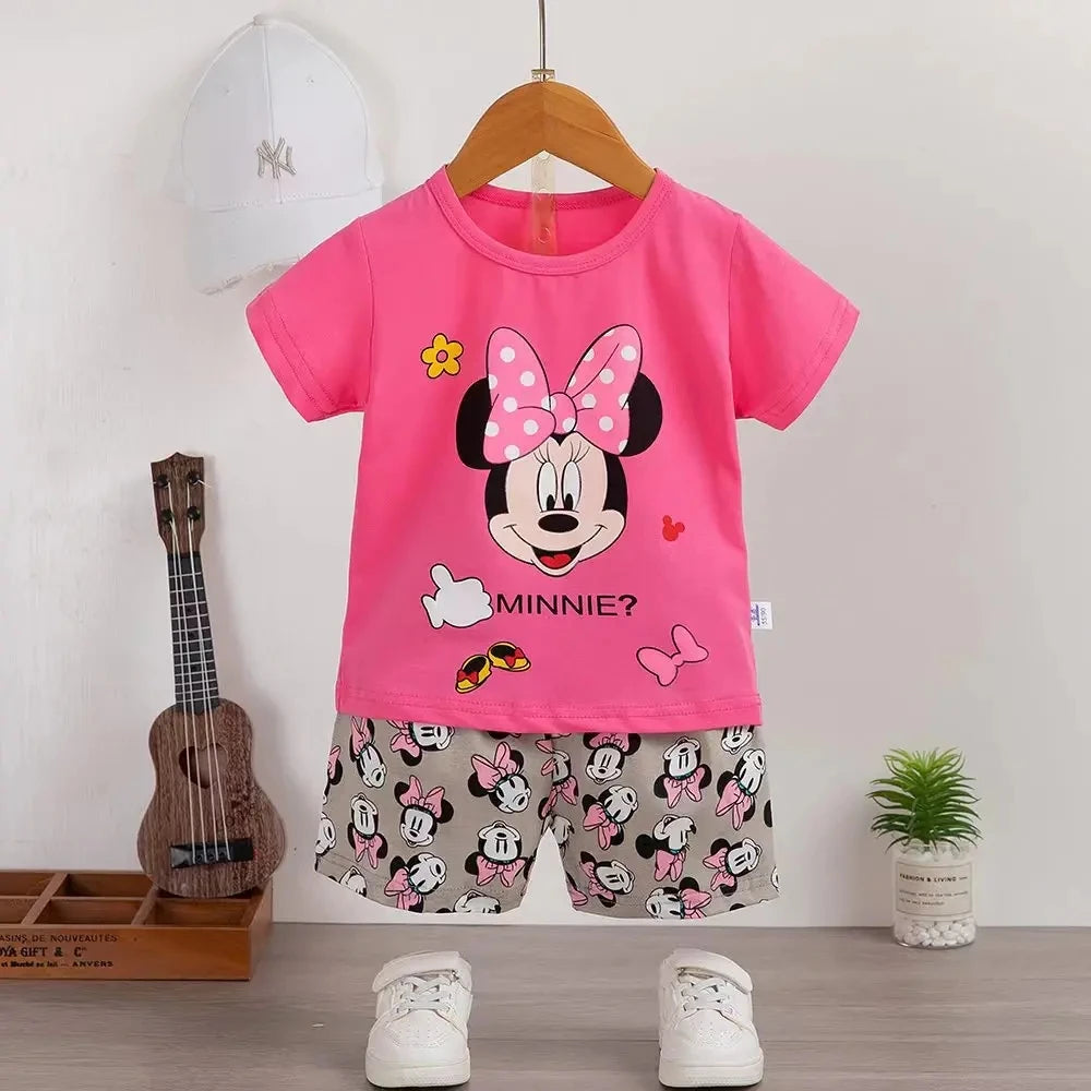 Cute 100% Cotton Baby Girls' T-Shirt & Shorts Set - Summer Fashion