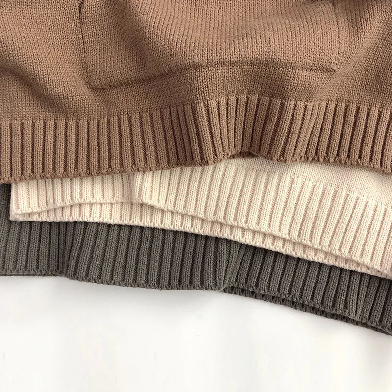 Cozy Hooded Knit Soft Cotton Pullover