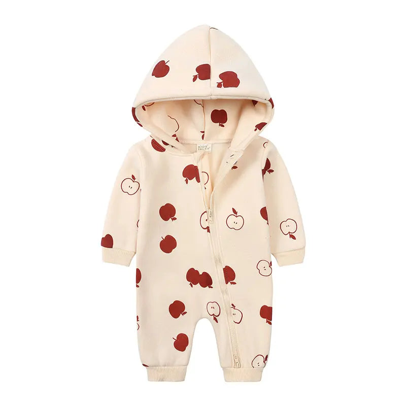 Soft Cotton Hooded Zipper Romper