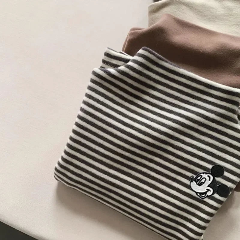 Mickey Mouse Soft Cotton Turtleneck Warm Fleece Tee