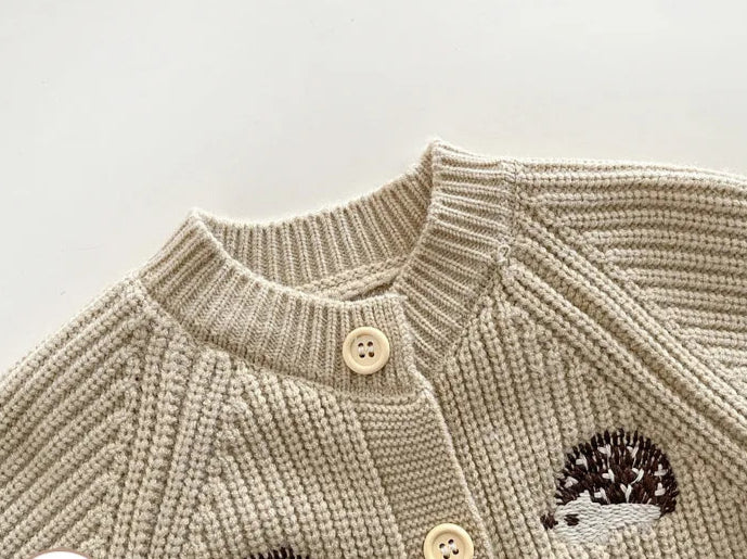 Soft Knit Hedgehog Embroidery Baby Romper