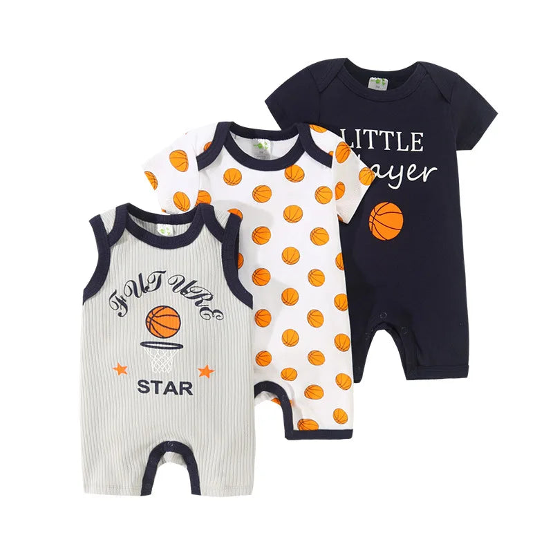 Soft Cotton 3-Piece Sports Romper Set