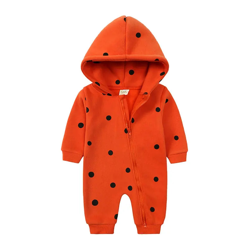 Soft Cotton Hooded Zipper Romper