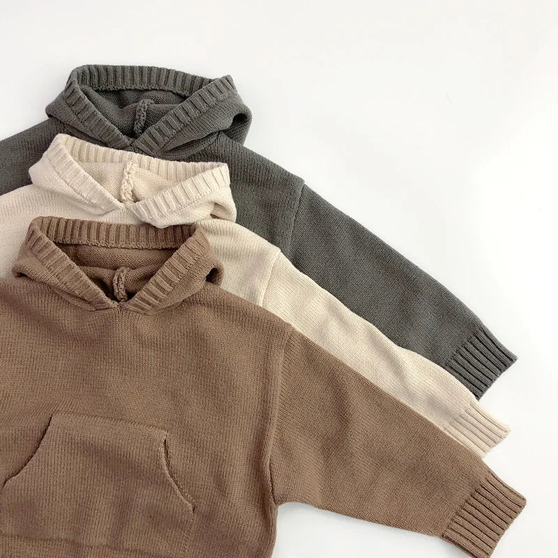 Cozy Hooded Knit Soft Cotton Pullover
