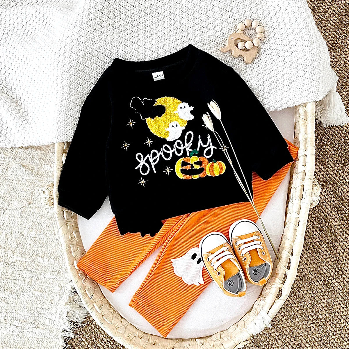 Baby Halloween Pumpkin/Ghost Pullover T-Shirt & Pants Set